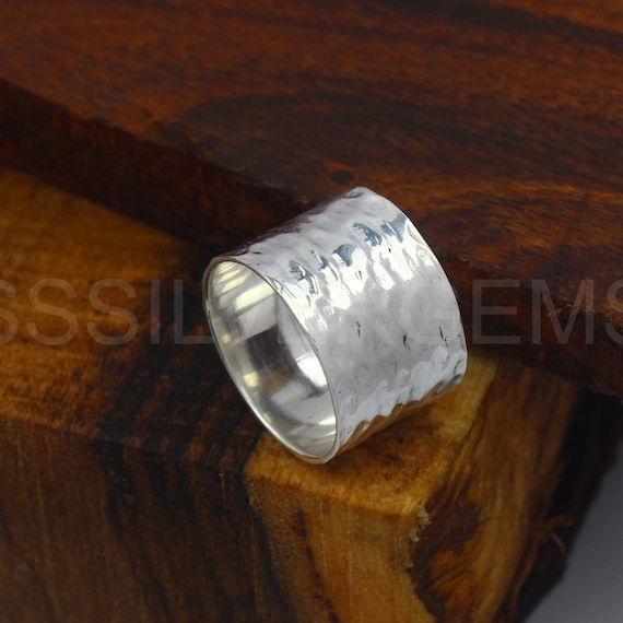 Hammered Ring Wedding Ring, 925 Silver band Ring, wide ring, Wide band ring, Bohemian Ring, chunky silver Ring, Anniversary Ring, Thumb Ring