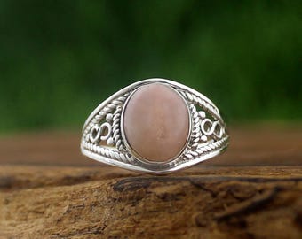 Pink Opal Ring, 925 Solid Sterling Silver Gemstone Ring, Genuine Opal ring, Handmade Ring, Boho Ring, Wedding Ring, Perfect Ring