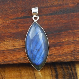 Blau Labradorit Anhänger 925 Sterling Silber Anhänger Handmade Labradorit Edelstein Anhänger Geschenk Mom Schmuck Silber bazel Anhänger