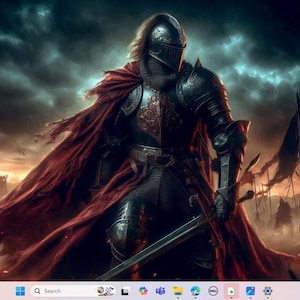 Medieval Knight Digital Wallpaper – 4K Dark Fantasy Desktop & iPad Background | Epic Warrior Art, Instant Download