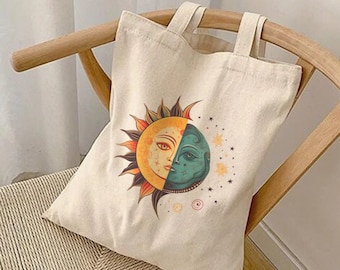 Bolsa de mano de sol, bolsa de mano de luna, bolsa de mano de astrología, bolsa de regalo, bolsa de sol y luna, bolsa de mano mística, bolsa de mano celestial, bolsa de sol y luna