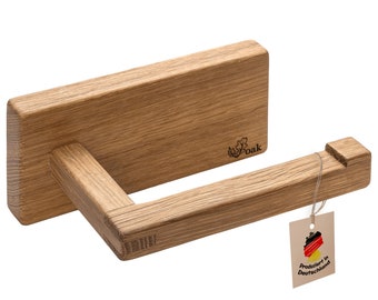Voak® toilet paper holder wood without drilling | Made in Germany | 100% natural oak | Toilet paper holder refined with hard oil | Toilet roll holder