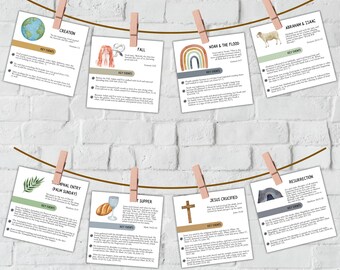 Children's Bible Timeline Cards | Kids Printable Story of the Bible Cards | Learn the Major Stories of the Bible in Chronological Order