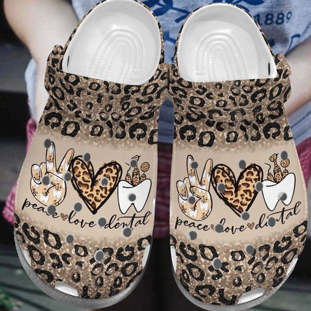 Peace Love Dental Clog Crocs Crocband Clogs Shoes Comfortable Etsy