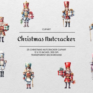 Christmas Nutcracker Clipart - 25 PNGs - Transparent - Watercolor Clipart Bundle - Christmas PNG - Digital Download - For Commercial Use