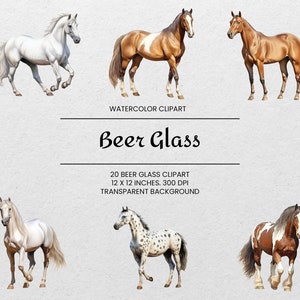 Horses Clipart - 20 PNGs - Transparent - Watercolor Horse Sublimation Designs -  Farm Animals PNG - Digital Download - For Commercial Use