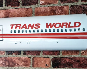 McDonnell Douglas MD 83 TWA Trans World Airways 3D Aluminum Scale Fuselage Section Aviation Wall Art Man Cave