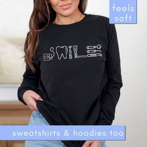 SMILE T-shirt, Gift For Dental Hygienist, RDH Dental Shirt, Dentist Tooth Tshirt, Dental Hygiene Shirt, Dental Assistant Student Crew Tee