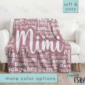 Mimi Blanket, Grandma Blanket Gift, Personalized Mimi Blanket With Names, Mothers Day Gift, Custom Grandma Blanket, Grandmother Mimi Present