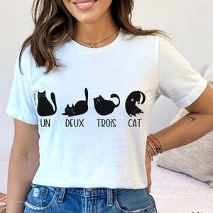 Cat Shirt, Gift For Cat Lover, Funny French Cat Shirt, French Teacher Gift, Cute Black Cat Tee Shirt, Cat Owner Tshirt, Unisex Cat T-shirt