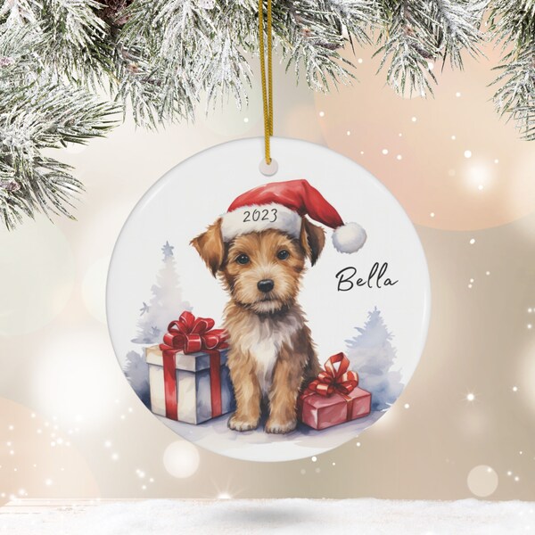 Whoodle Ornament, Personalized Mixed Breed Doodle Puppy Christmas Decoration, Custom Dog Lover Gift, 2023 Pet Keepsake Memory Xmas Bauble