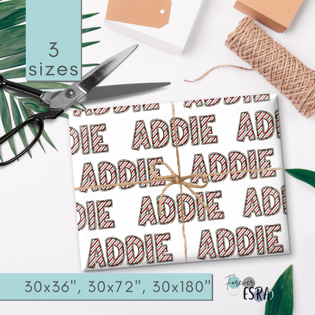 Personalized Name Christmas Gift Wrap, Custom Name Tags Paper, Xmas ...