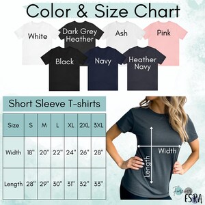 color and size chart crewneck short sleeve concert tshirt t-shirt tee shirts Forever Esra Gifts