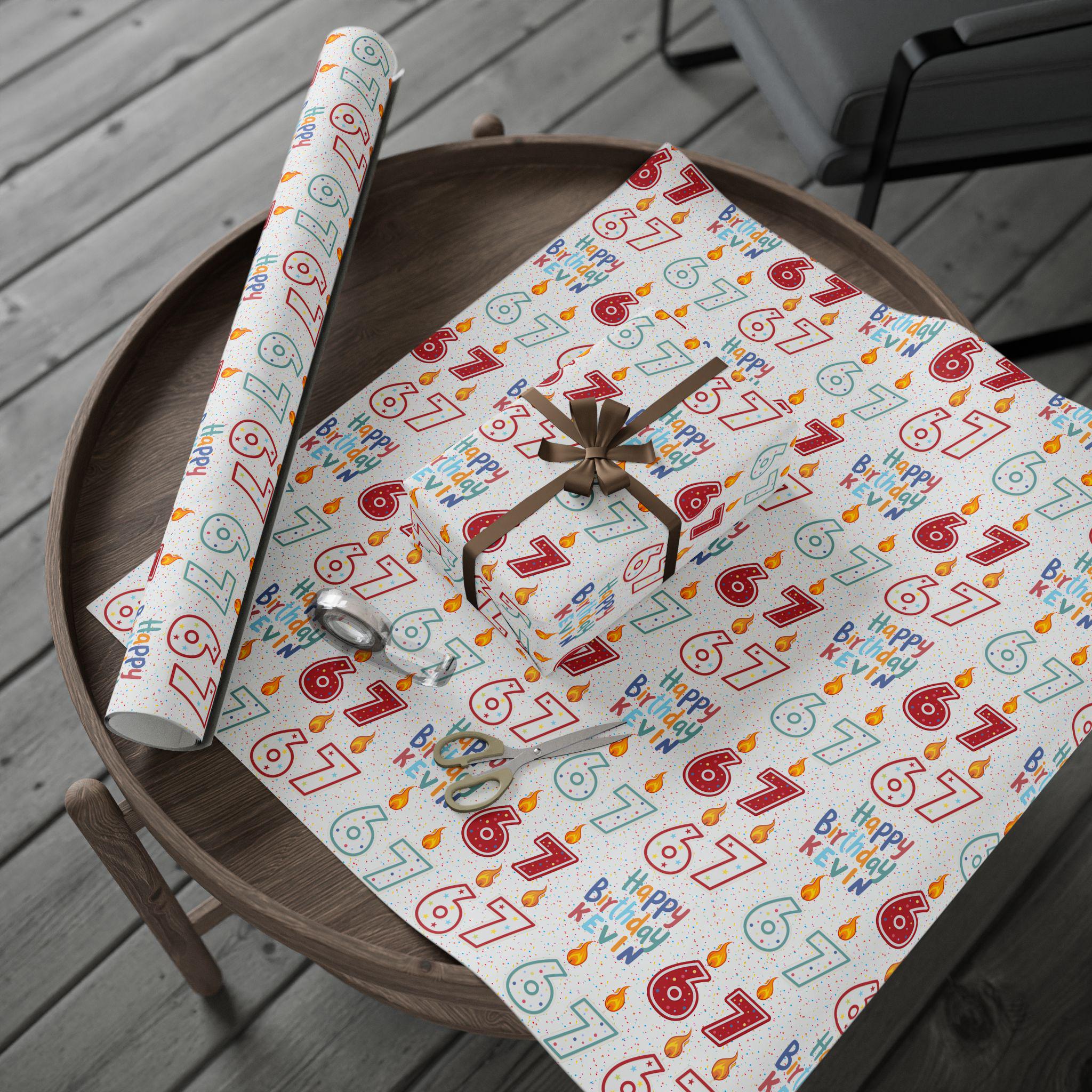 67 Birthday Gift Wrap, 67 Wrapping Paper, Custom 6 7 Birthday Party ...