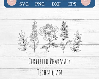 Zertifizierte Apotheke Technik SVG Apotheke Techniker sofortiger Download Apotheker PNG Pharmakologie Digital geschnitten Datei Sublimation Design