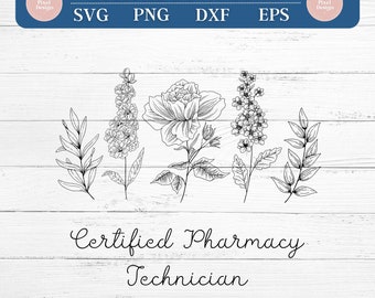 Zertifizierte Apotheke Technik SVG Apotheke Techniker sofortiger Download Apotheker PNG Pharmakologie Digital geschnitten Datei Sublimation Design