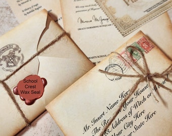 Personalized Acceptance Letter to Wizard School - Wax Seal with Crest - Theme Park Invitation