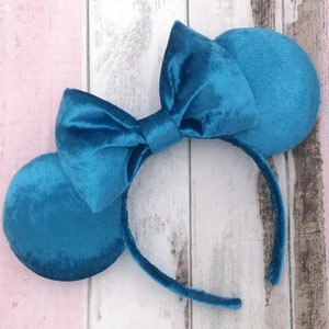 Disney Minnie Mouse Ears Inspired Headband - Luxury Blue Velvet - Holiday Halloween Christmas Gift