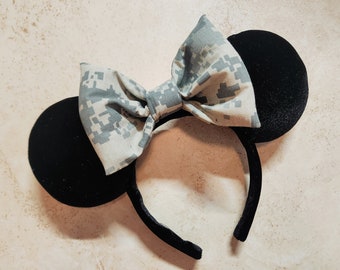 Disney Minnie Mouse Ears Inspired Headband - Camo, Military, Fourth July, Summer, Gift