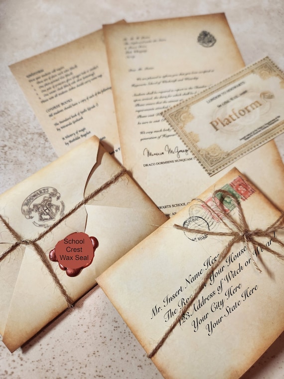 Personalized Acceptance Letter to Wizard School - Wax Seal with Crest - Theme Park Invitation