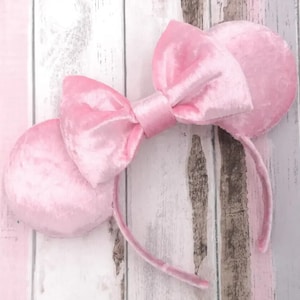 Disney Minnie Mouse Ears Inspired Headband - Luxury Pink Velvet - Princess Barbie Halloween Christmas Gift