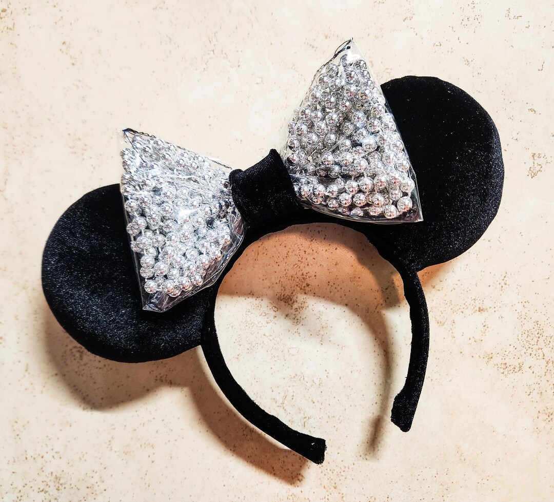 Rare Luxury Ladies Velvet Sparkling Ears Headband Fairytale Rose Velvet Sequin Ears | Headband Mouse Ears  main image 2