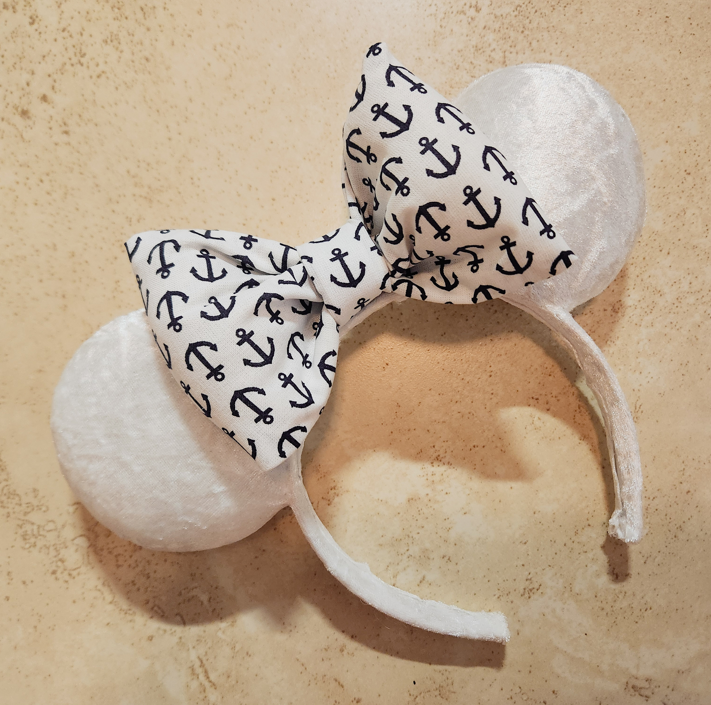 Handmade Anchor Minnie Mouse Ears Headband Red Minnie Mouse Ears: Nautical Anchor Bow, Cruise Headband  main image 4