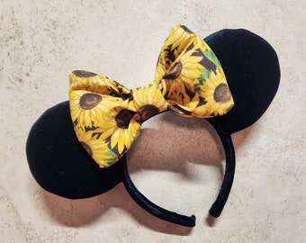 Disney Minnie Mouse Ears Inspired Headband - Black Velvet Sunflower, Flower & Garden - Holiday Summer Gift