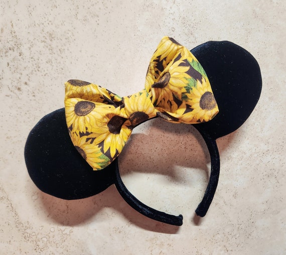 Disney Sunflower Minnie Ears with Yellow Bow Disney-Sunflowers Yellow Bow Sunny Minnie Mouse Ears +  main image 4