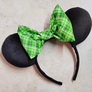 Disney Minnie Mouse Ears Inspired Headband - St Patricks Day Green Bow Holiday Halloween Christmas Gift