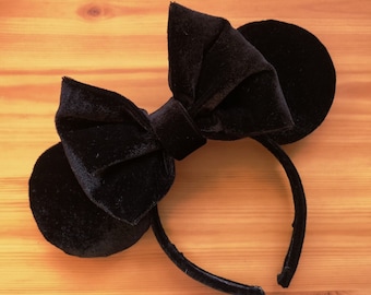 Disney Minnie Mouse Ears Inspired Headband - Luxury Black Velvet - Holiday Halloween