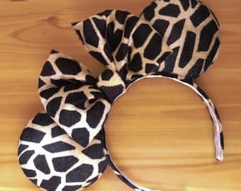 Disney Minnie Mouse Ears Inspired Headband - Animal Print Giraffe - Animal Kingdom - Safari