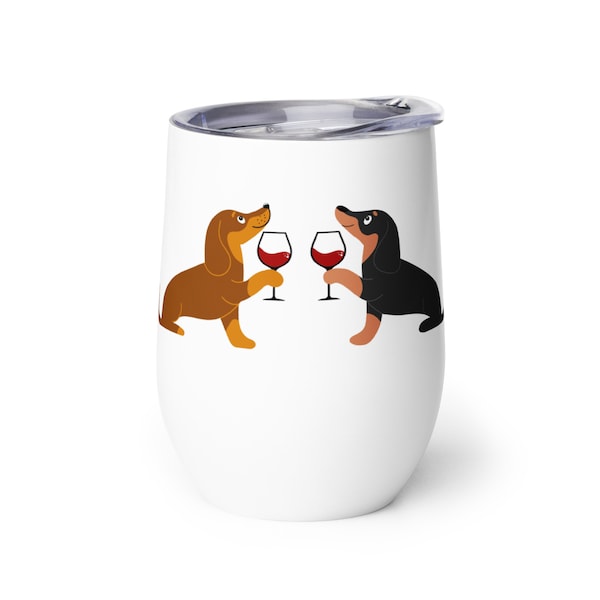 Dachshund Wine Tumbler | Insulated Dachshund Wine Glass