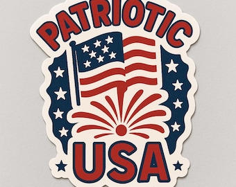 Adesivo patriottico degli Stati Uniti con bandiera e fuochi d'artificio - Decalcomania in vinile rosso, bianco e blu
