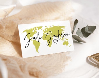 Travel place card templates editable wedding name cards travelling themed printable table seating