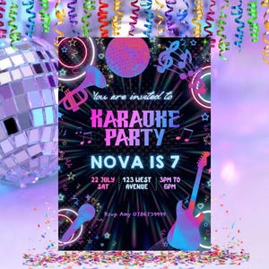 Karaoke invitation template karaoke editable invite instant download karaoke party templet