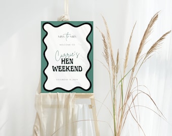 Hen Party Welcome Poster, Bridal Party Sign (Editable Template)