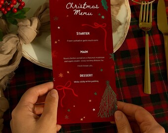 Editable Christmas Dinner Menu Template: Festive Holiday Party Decor (Instant Download)