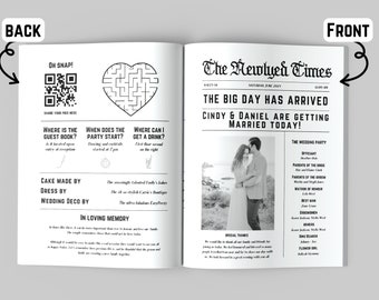 Newspaper wedding program editable wedding paper template