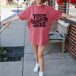 Comfort Colors C1717 Crimson Mockup Red Shirt Mockup Oversized Tshirt Mockup Model Mockup Crimson Shirt Aesthetic Mockup Trendy 1717 Mockup