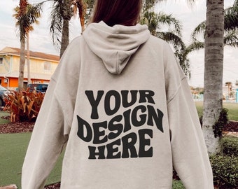 Gildan 18500 Sand Back of Hoodie Mockup Beach Mockup Outdoors Aesthetic Mockup Nature Model Mockup Oversized Sweatshirt Mockup Beach Hoodies
