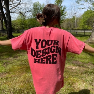 Comfort Colors C1717 Watermelon Shirt Mockup Back of Watermelon Tshirt Oversized Mockup Pink Comfort Color Shirt Mockup Y2k Minimalist Mock