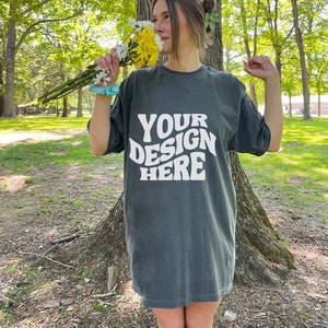 Comfort Colors C1717 Pepper Mockup Oversized Outdoors Tshirt Mockup Model Mockup Trendy Aesthetic Mock Pepper Grey Shirt Mockup Moonlit Mock