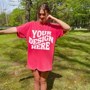 Comfort Colors C1717 Watermelon Shirt Mockup Watermelon Tshirt Oversized Mockup Pink Comfort Color Shirt Mockup Y2k Boho Minimalist Mockup