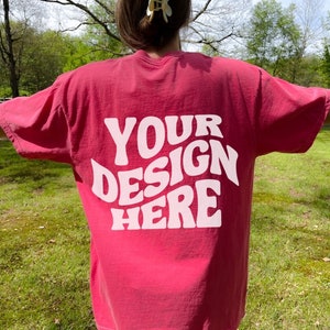 Comfort Colors C1717 Mockup Watermelon Mockup 1717 Watermelon 1717 Back Mockup Comfort Colors Back Mockup Comfort Colors Pink Shirt Mockup