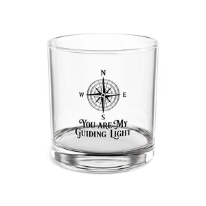 Personalized Compass Rocks Glass, 10oz Whiskey Tumbler, Custom Gift for Him, Guiding Light Drinkware, Nautical Home Bar Decor Gift for dad