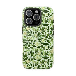 Floral Phone Case, Nature Design Samsung Galaxy Case, Tough Phone Cases for iPhone, Authentic Green Pattern Case, Protective Phone Cover