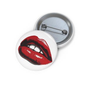 Red Lips Pinback Button: Kissing Lips Badge, Backpack Accessory