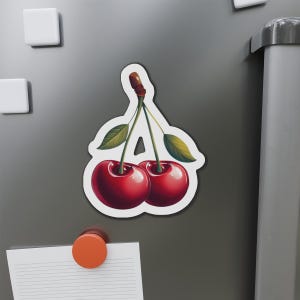Cherry Fridge Magnet, Fruit Magnet - Kitchen Decor, Office Decor, Refrigerator Magnets, Cute Magnets, fruit Gift -Die-Cut Magnets