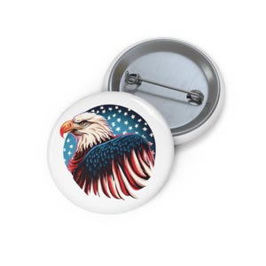 American Eagle Pin Button: Patriotic USA Flag Lapel Badge